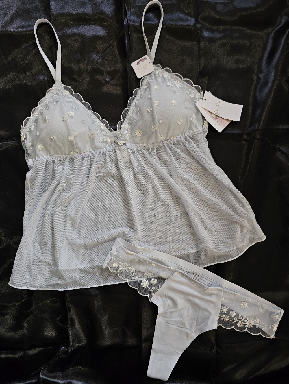 Baby Blue Floral Lingerie Set